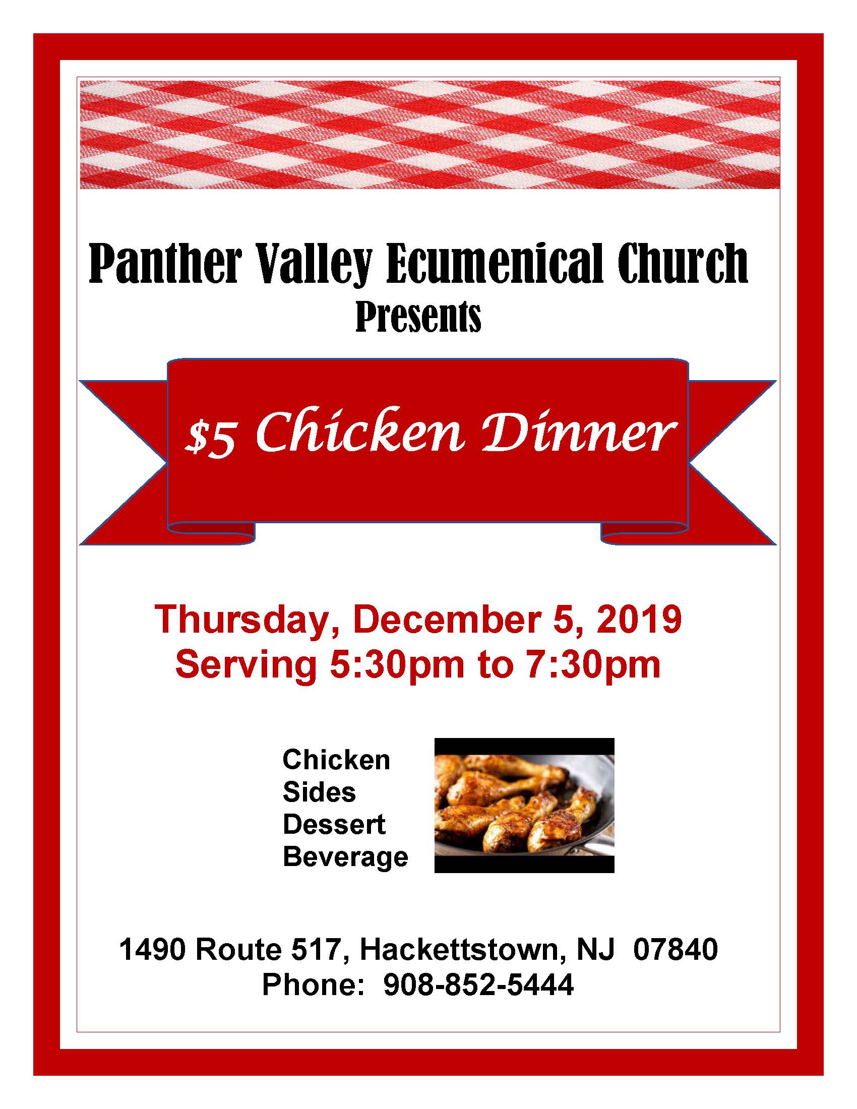 Chicken Dinner Panther Valley Ecumenical Church